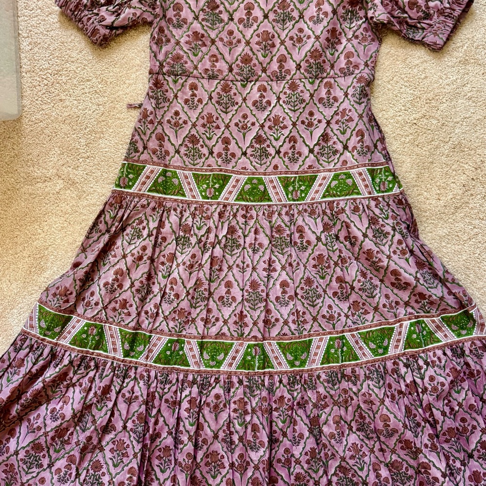 NWOT VICTORIA DUNN Birdie Dress in soft floral riseand Green-XS - Picture 4 of 7